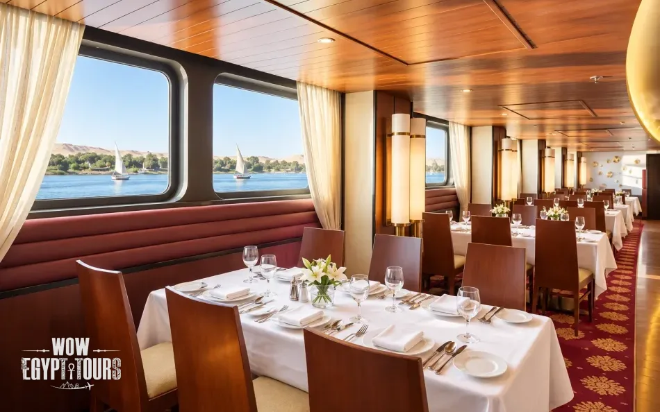 Restaurant and dining area aboard Alyssa Nile Cruise