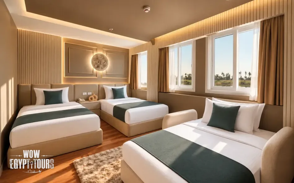 Interior view of a suite aboard Merit II Dahabiya Nile Cruise