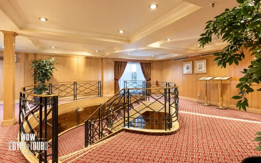 Main staircase in the lobby aboard Jaz Crown Empress Nile Cruise