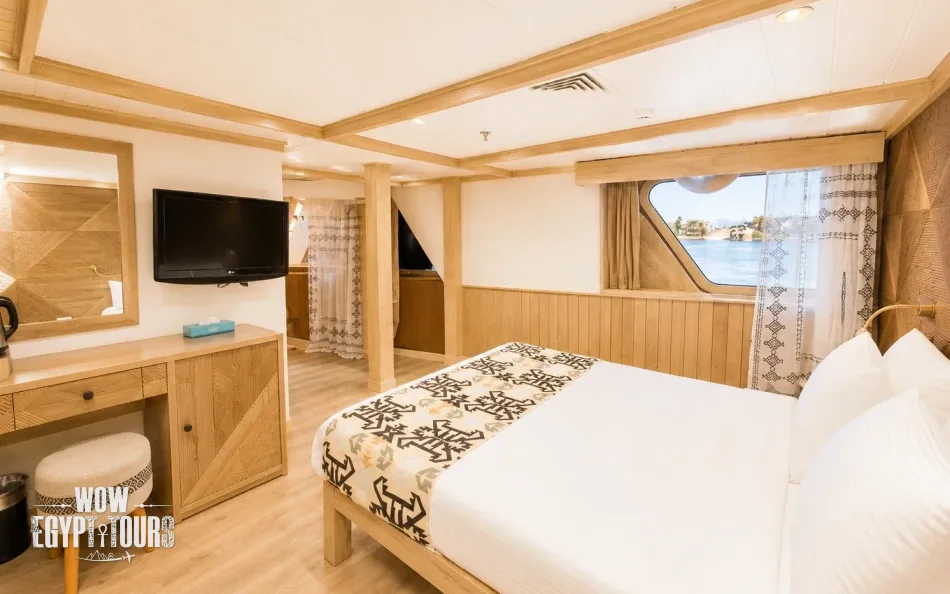 Spacious suite aboard Mahrousa Nile Cruise