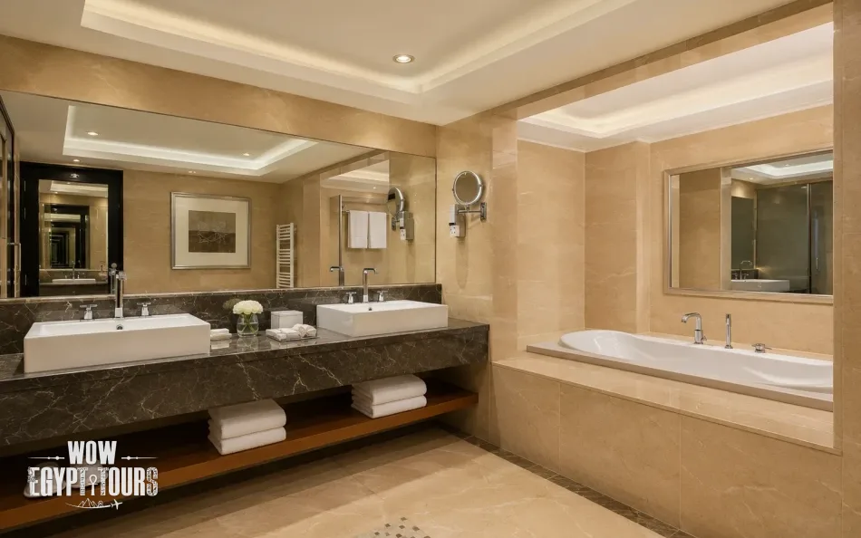 Suite bathroom on Steigenberger Omar El Khayam Lake Nasser Cruise
