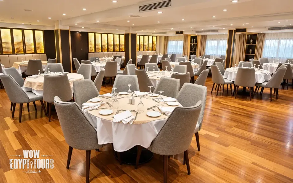 Restaurant and dining area aboard Concerto II Nile Cruise