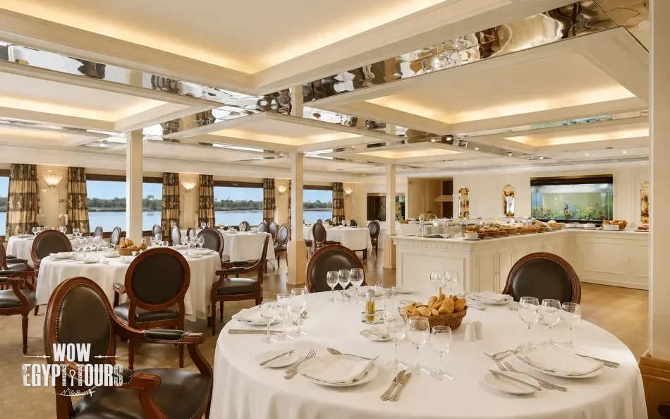 Restaurant and dining area aboard Nile Goddess Nile Cruise
