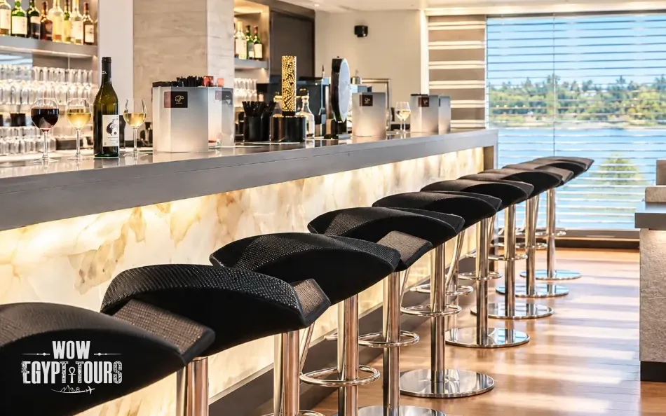 Bar area aboard Le Fayan Nile Cruise