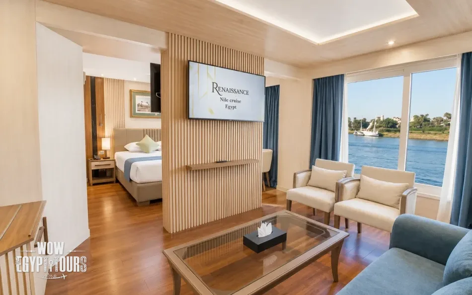 Spacious suite aboard Renaissance Nile Cruise