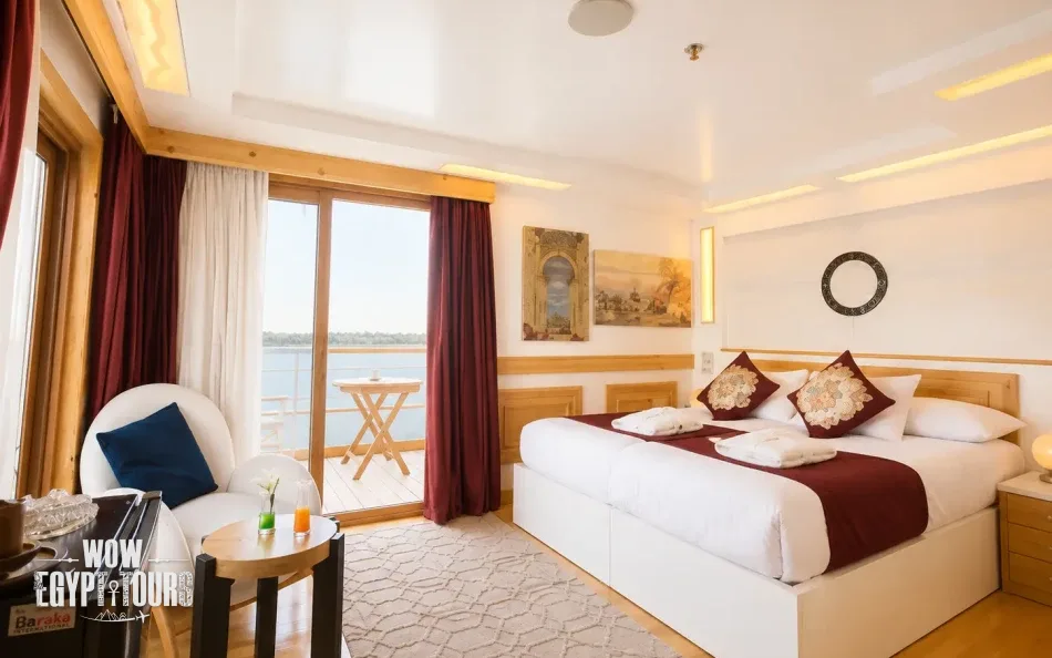 Spacious suite aboard Gardenia Dahabiya Nile Cruise