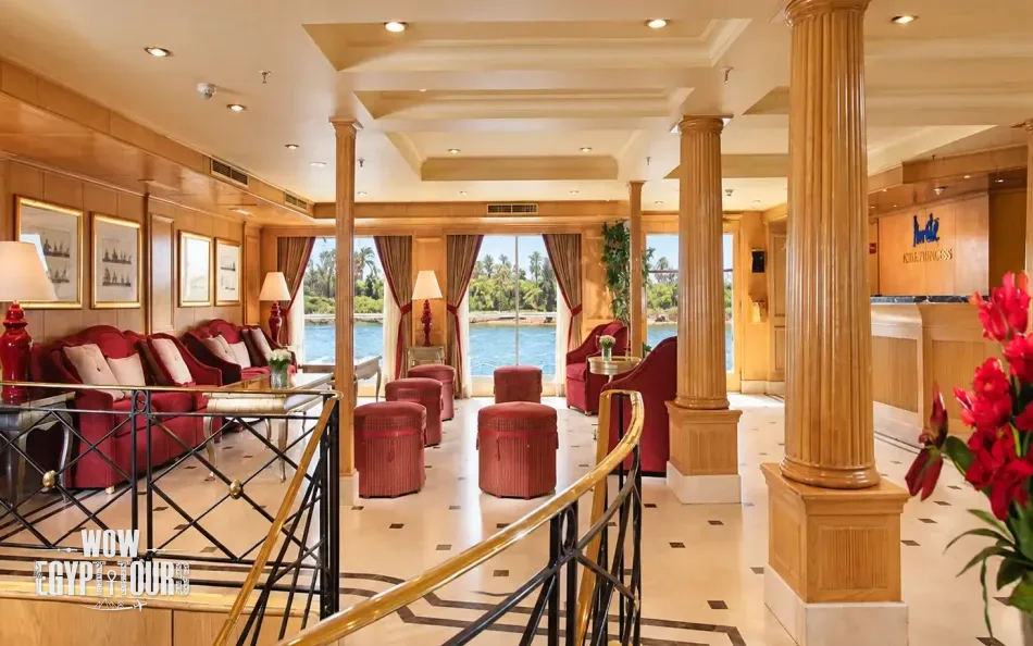 Reception and lobby area aboard Jaz Crown Empress Nile Cruise