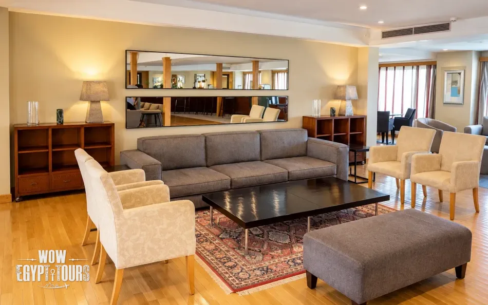 Interior view of the lounge aboard Jamila Nile Cruise