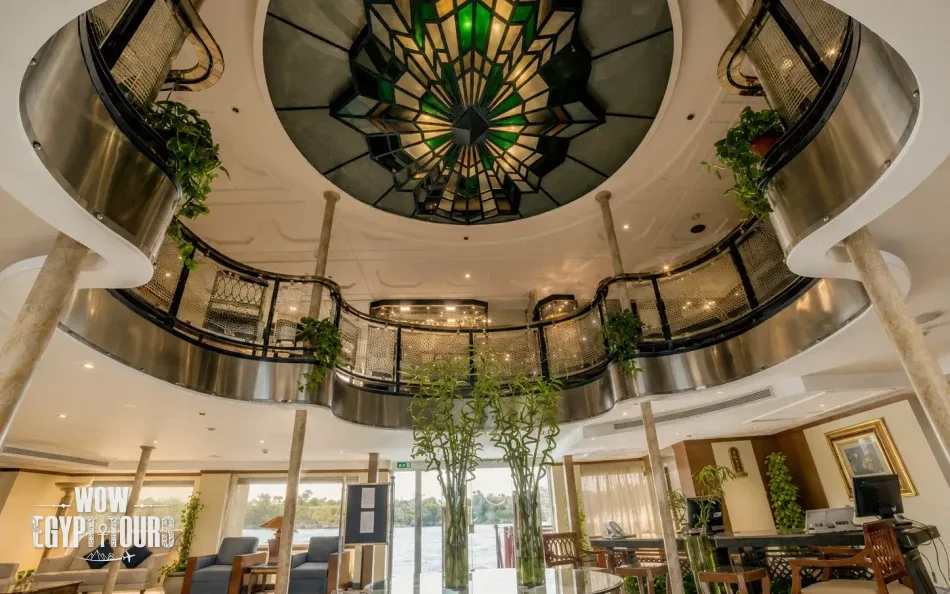 Reception and atrium lobby aboard Nile Goddess Nile Cruise