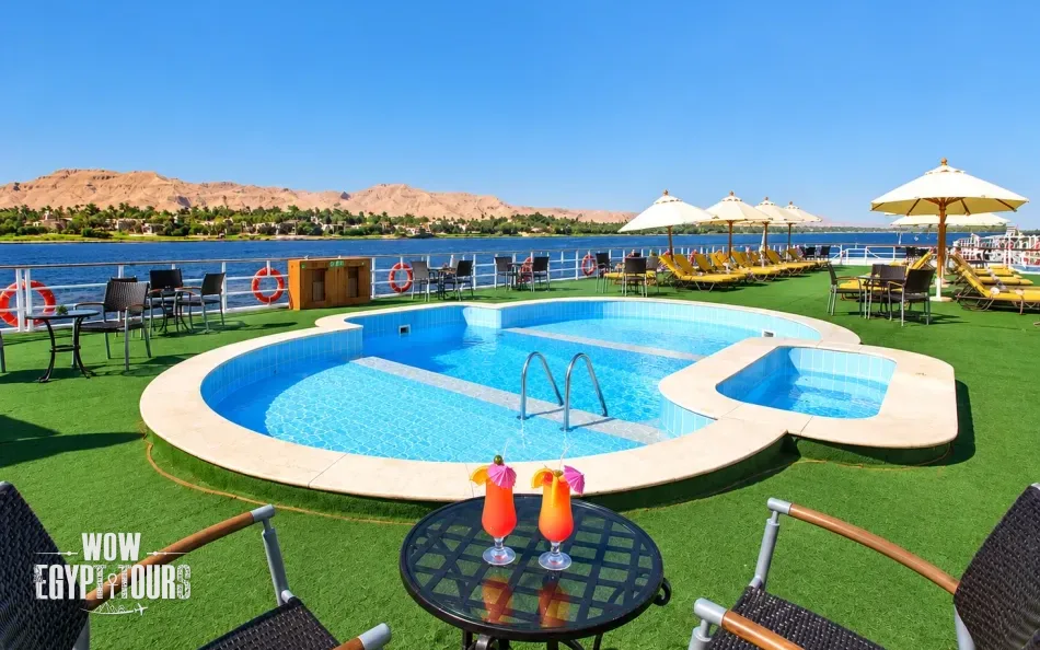 Outdoor swimming pool on the sun deck of Steigenberger Regency Nile Cruise