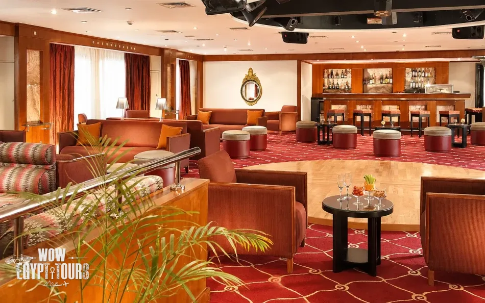Lounge and bar seating area aboard Nile Goddess Nile Cruise