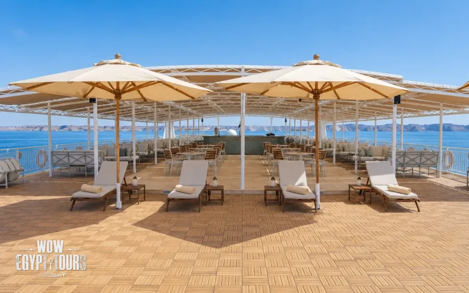 Sun deck on Steigenberger Omar El Khayam Lake Nasser Cruise