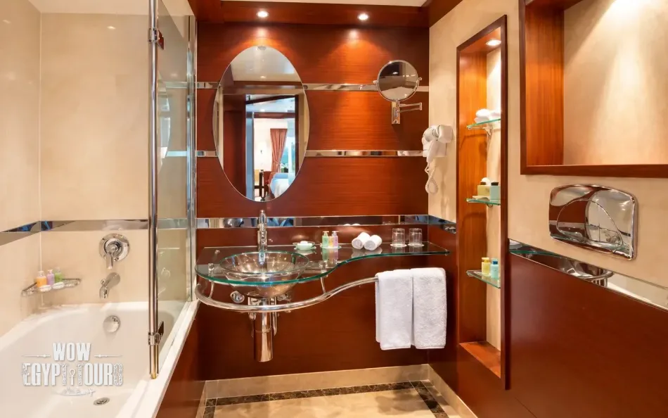 Private suite bathroom aboard Amwaj Nile Cruise