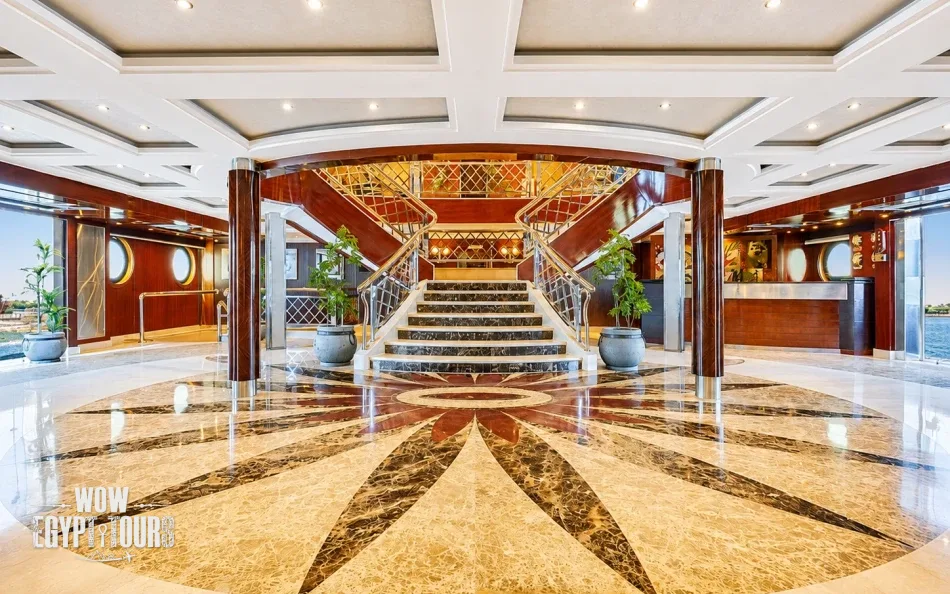 Reception and lobby area aboard Blue Shadow Nile Cruise