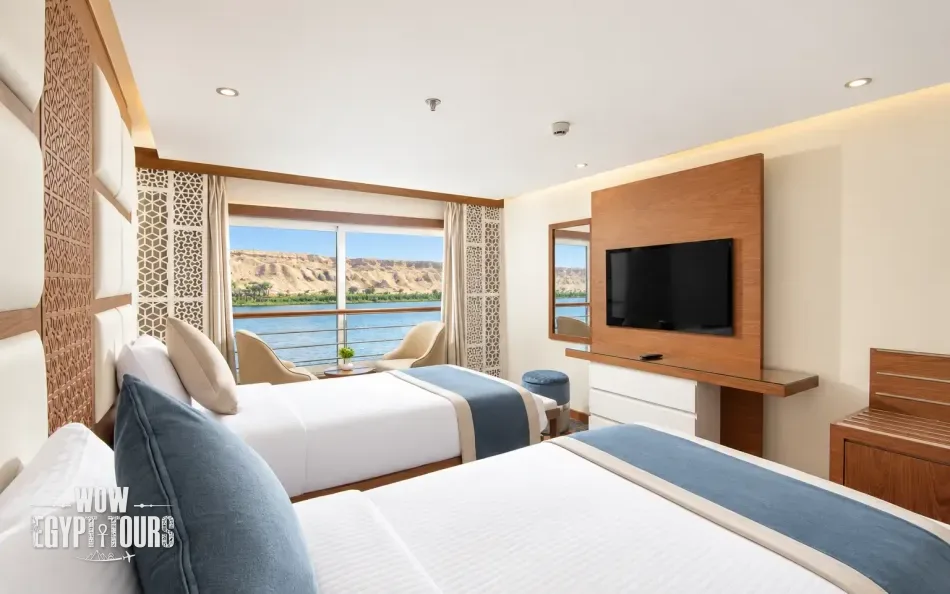 Twin cabin with two separate beds aboard Nile Capital Nile Cruise