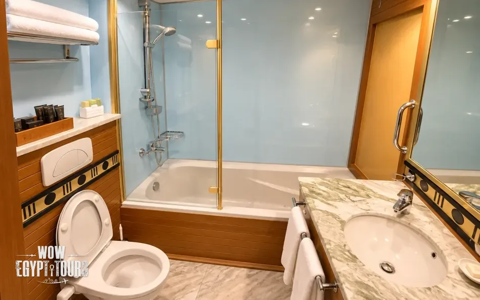 Private cabin bathroom aboard Alyssa Nile Cruise