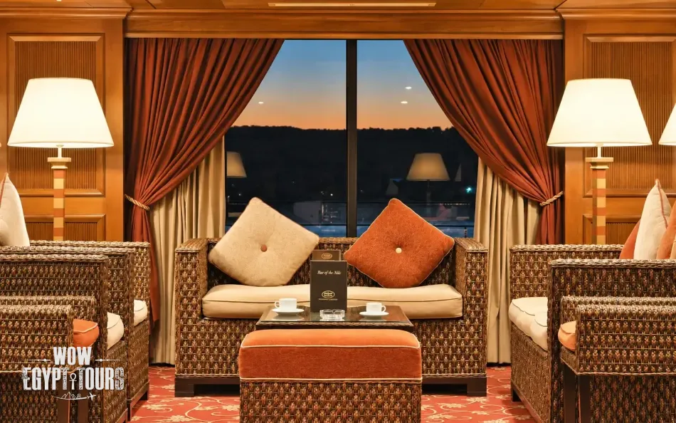 Lounge seating area aboard Jaz Crown Jubilee Nile Cruise