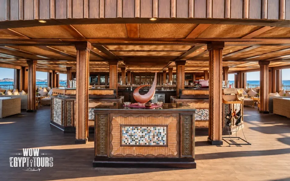 Outdoor bar area on the sun deck of Sunrise African Dreams Lake Nasser Cruise