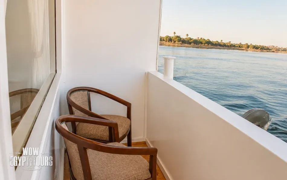 Balcony view on Akhnaton Dahabiya Nile River Cruise