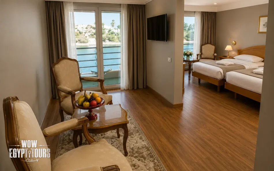 Cabin seating area on A Sara Nile Cruise