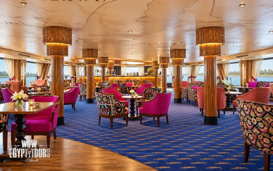 Bar and seating area aboard Alyssa Nile Cruise