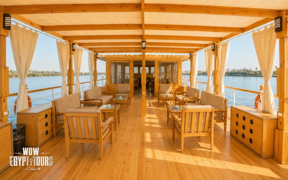 Sun deck on Akhnaton Dahabiya Nile River Cruise