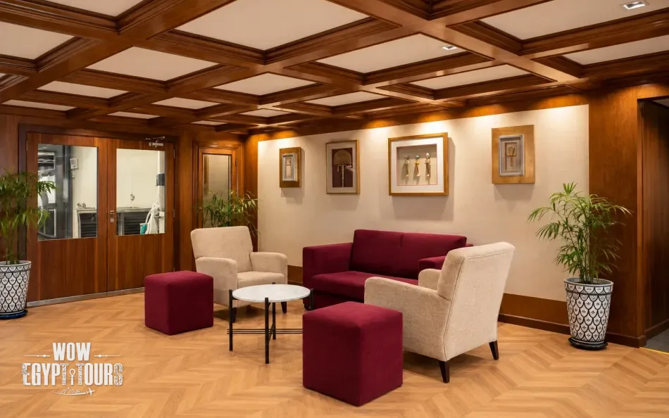 Main lobby seating area aboard Nile Plaza Nile Cruise