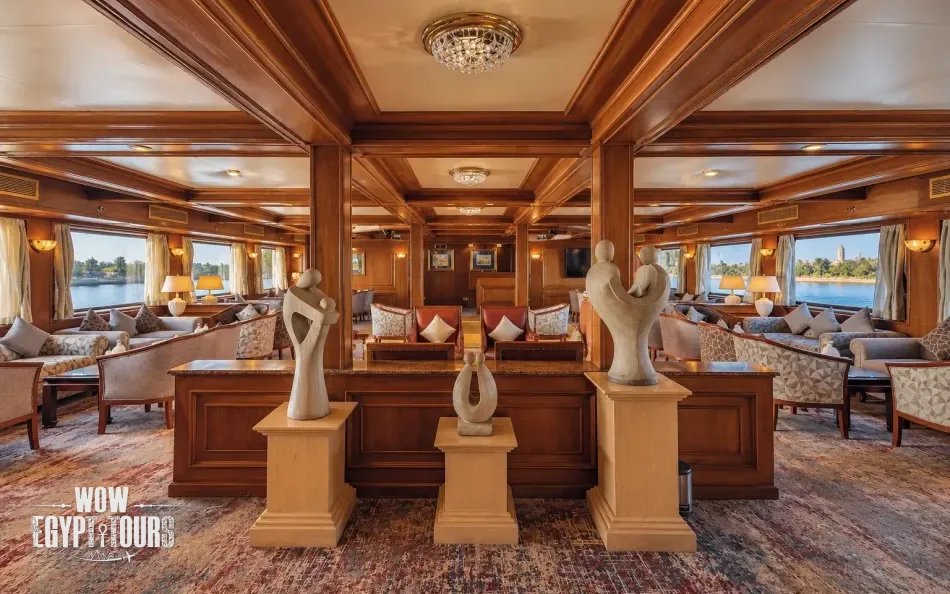 Lounge seating area aboard Salacia Nile Cruise