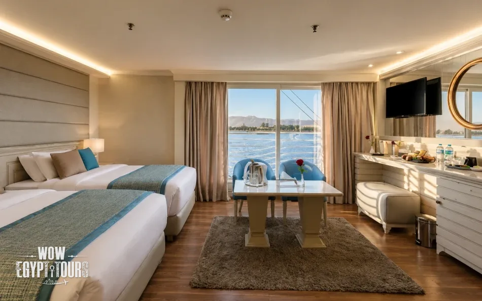 Spacious suite aboard Concerto Plus Nile Cruise