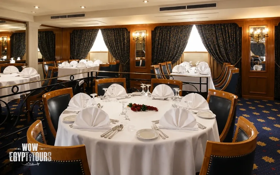 Restaurant and dining area aboard Jaz Crown Prince Nile Cruise