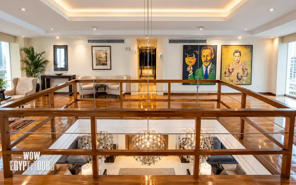 Interior view of the lobby aboard Farida Nile Cruise