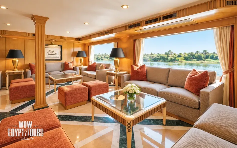 Main lobby area aboard Jaz Crown Emperor Nile Cruise