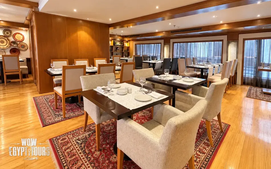 Restaurant and dining area aboard Salima Nile Cruise