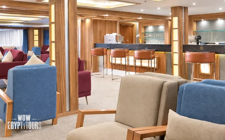 Lounge seating area aboard Nile Capital Nile Cruise