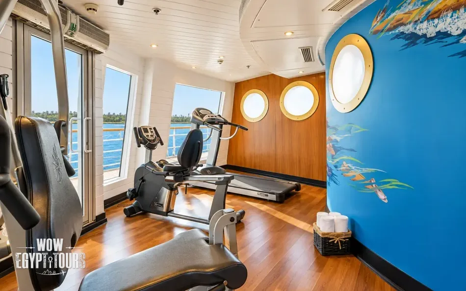 Fitness gym with exercise equipment aboard Alyssa Nile Cruise