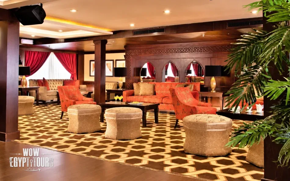 Interior view of the lounge aboard Steigenberger Legacy Nile Cruise