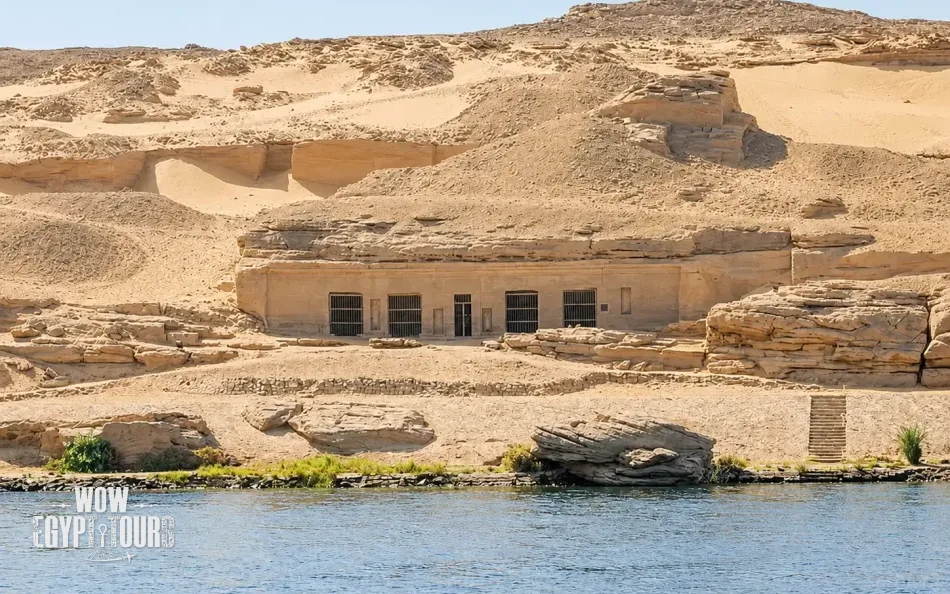 Gebel El Silsila visited during a traditional Dahabiya Nile cruise from Aswan to Luxor.