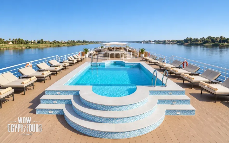 Outdoor swimming pool on the sun deck of Jaz Celebrity Nile Cruise