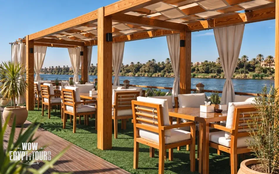Sundeck lounge seating area aboard Merit II Dahabiya Nile Cruise
