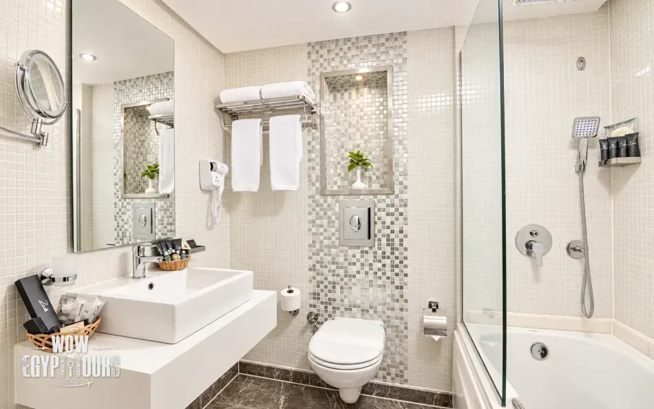 Private suite bathroom aboard Nile Capital Nile Cruise