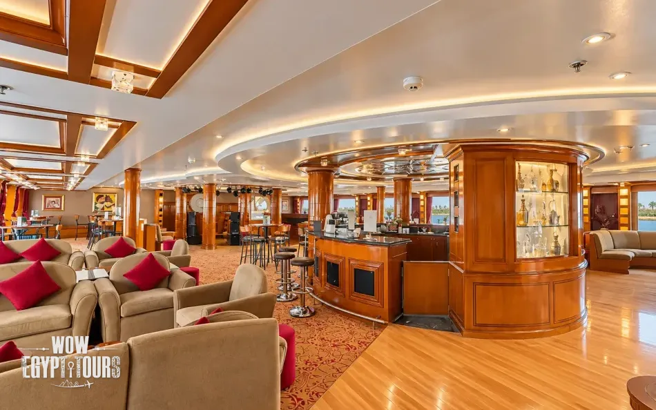 Lounge seating area aboard Mojito Nile Cruise