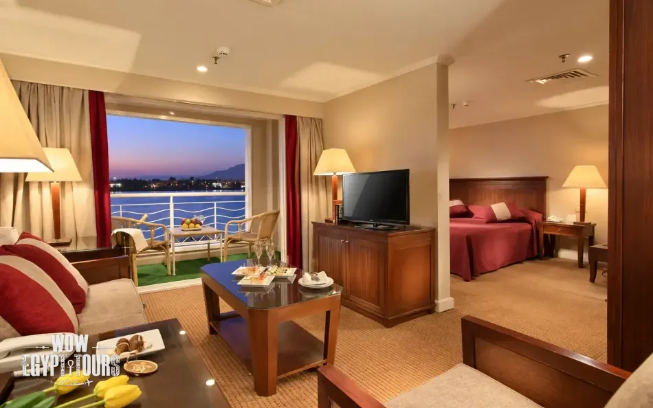 Interior view of a suite aboard Jaz Crown Empress Nile Cruise