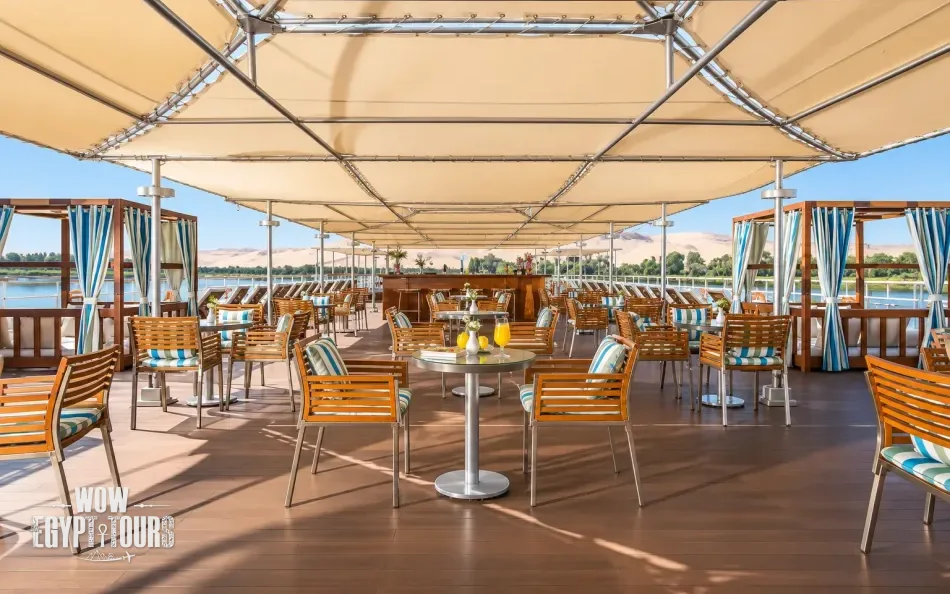 Outdoor seating area on the sun deck of Alyssa Nile Cruise