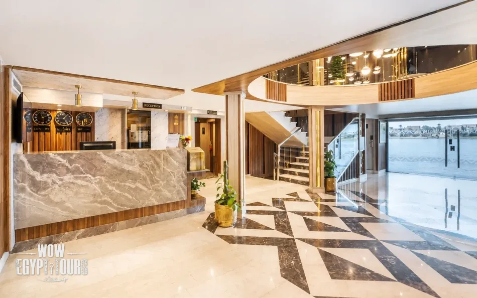 Reception and lobby area aboard Renaissance Nile Cruise