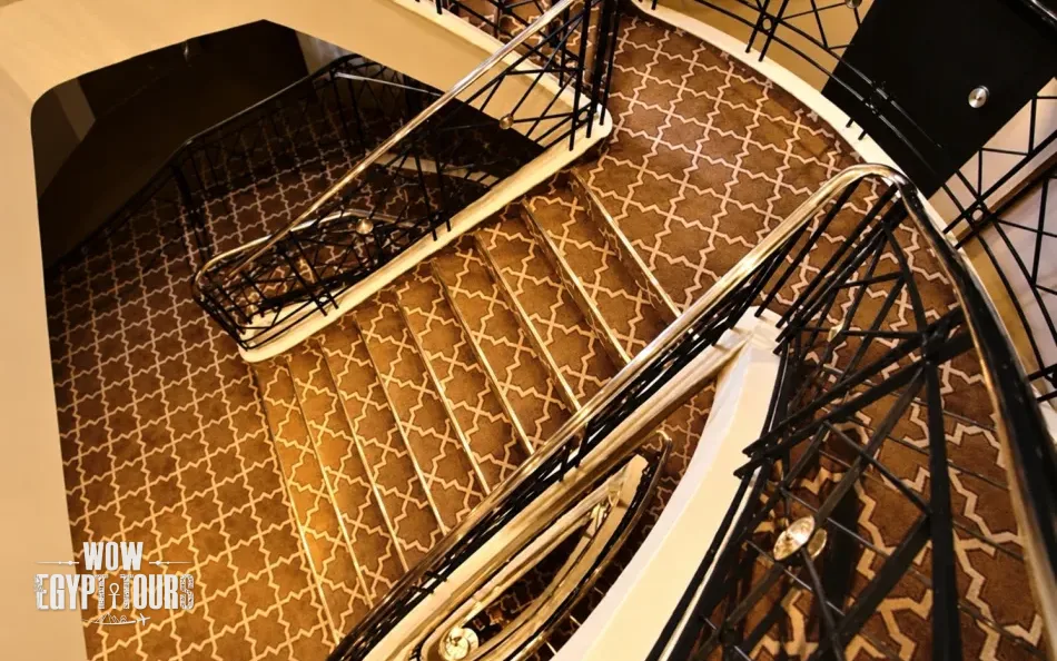 Main staircase in the lobby aboard Steigenberger Legacy Nile Cruise