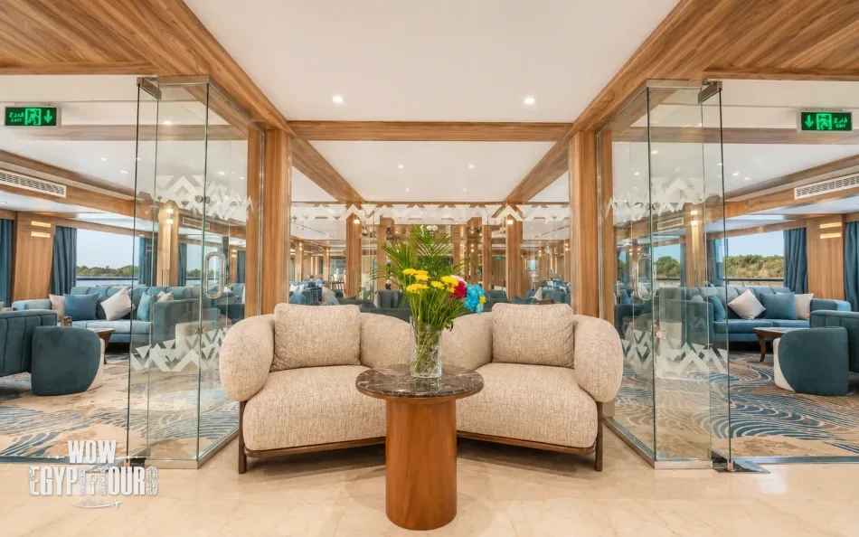 Lounge seating area aboard Renaissance Nile Cruise