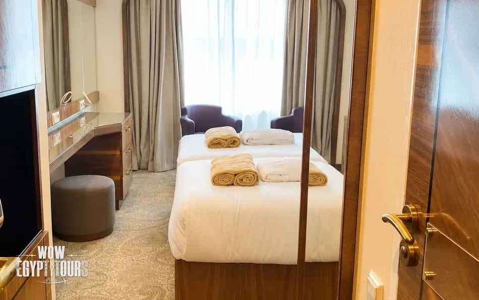 Twin cabin with two separate beds aboard Radamis I Nile Cruise
