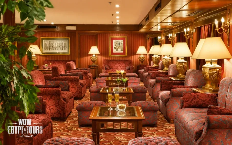 Main lounge seating area aboard Jaz Bahareya Nile Cruise