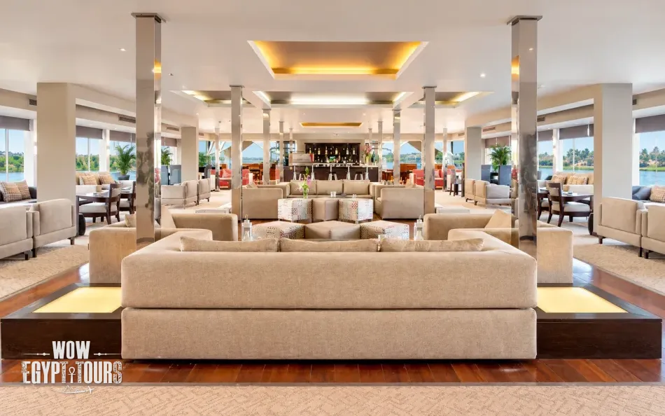 Main lounge seating area aboard Nile Premium Nile Cruise