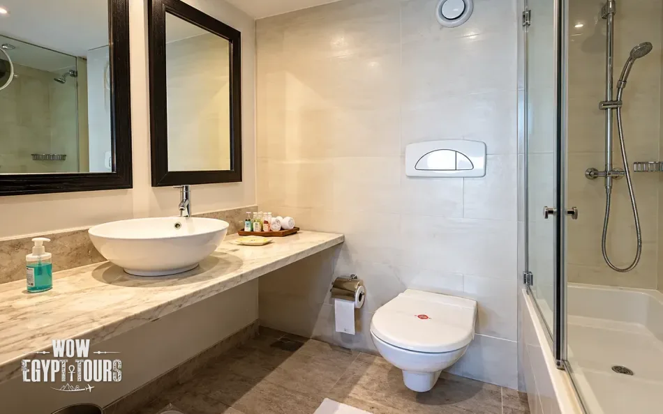 Private cabin bathroom aboard Farida Nile Cruise